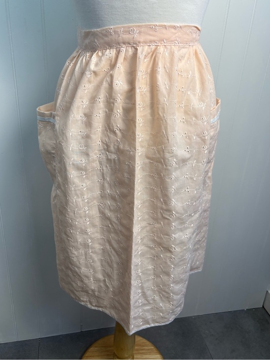 Other - Vintage Light Peach Eyelet Half Apron Cottagecore Prairie Waist Tie